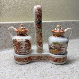 Vintage 1960 salt and pepper shakers with Floral Design